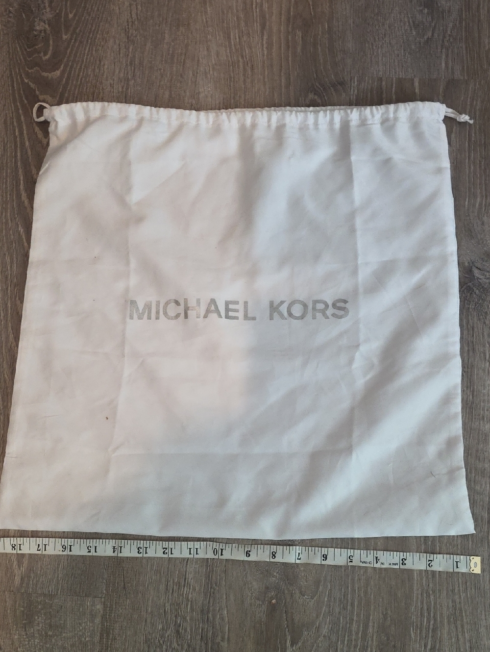 Michael Kors White Drawstring Dust Bag with Silver Logo